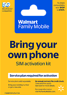 Walmart Family Mobile Starter Kit SIM Card - Bring Your Own Phone, 4G/5G, No Expiration